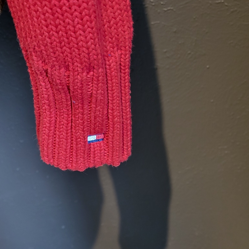 Tommy Hilfiger Red Cotton Zippered Cardigan Small - Picture 8 of 10